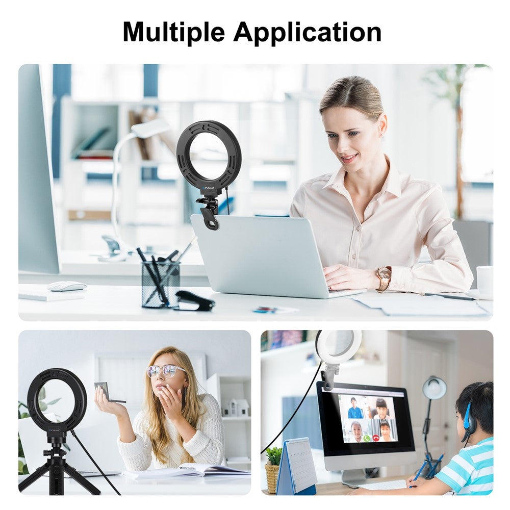 PULUZ PU568B Ringlicht – 6,2 Zoll, dimmbar, für Fotografie, Videokonferenzen & Selfies