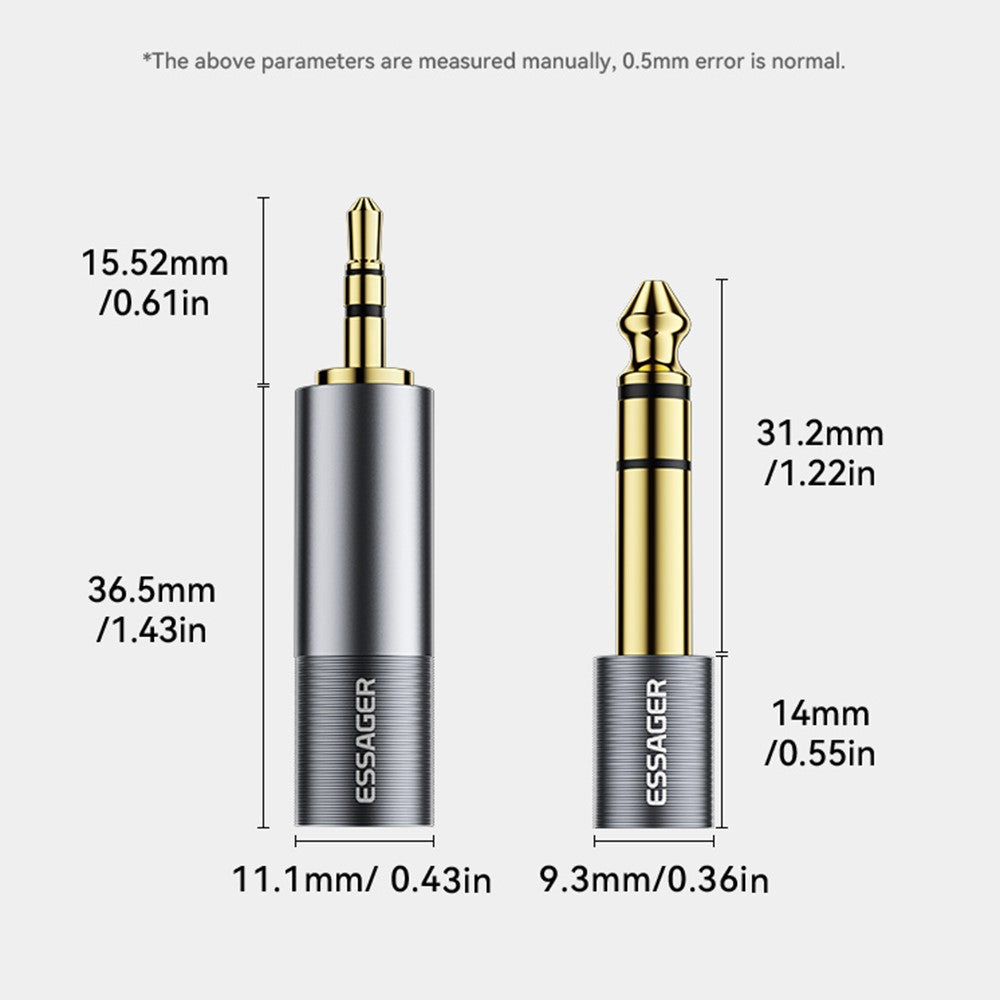 ESSAGER Audio-Adapter – 6,5-mm-Buchse auf 3,5-mm-Stecker, HiFi-Sound, vergoldeter Anschluss