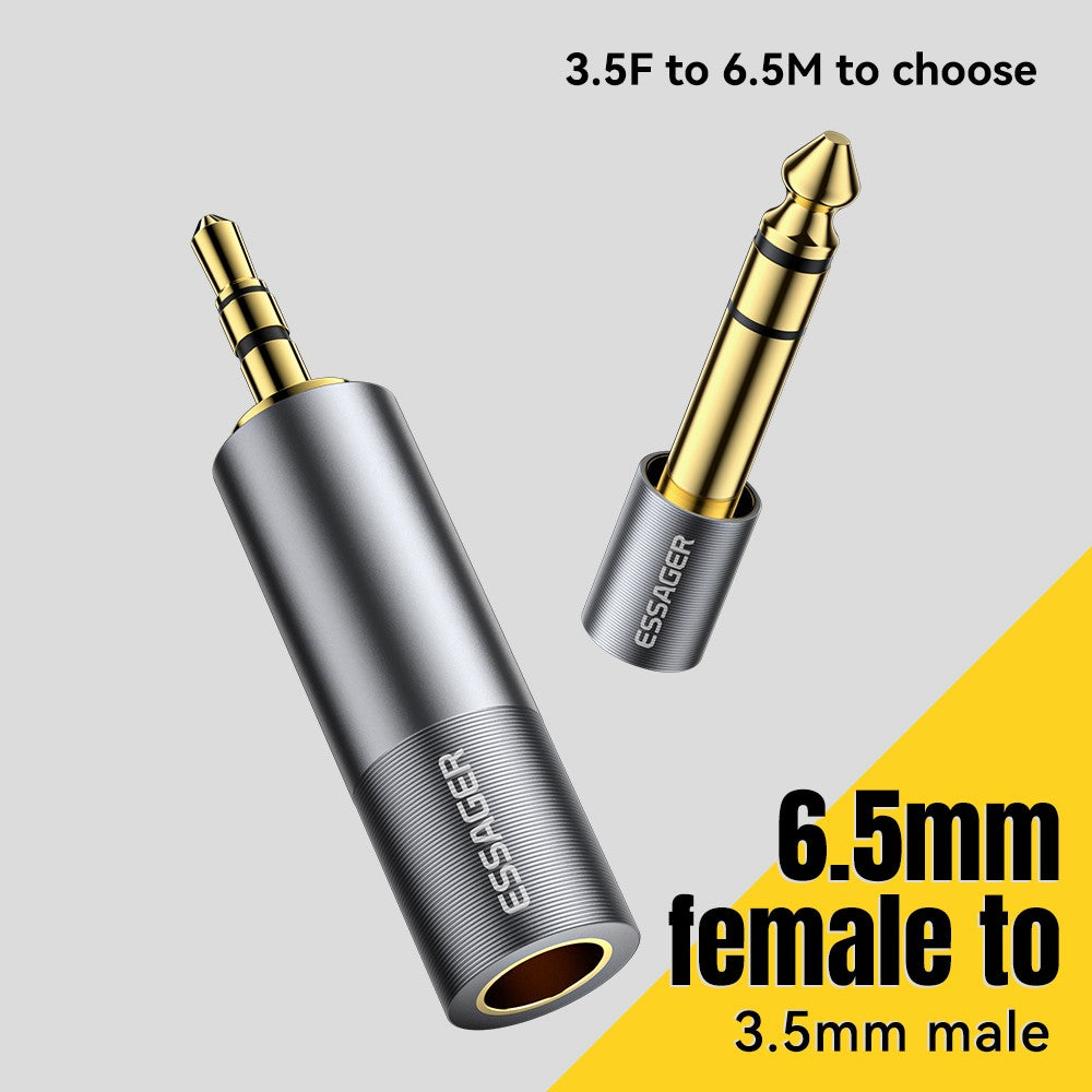 ESSAGER Audio-Adapter – 6,5-mm-Buchse auf 3,5-mm-Stecker, HiFi-Sound, vergoldeter Anschluss