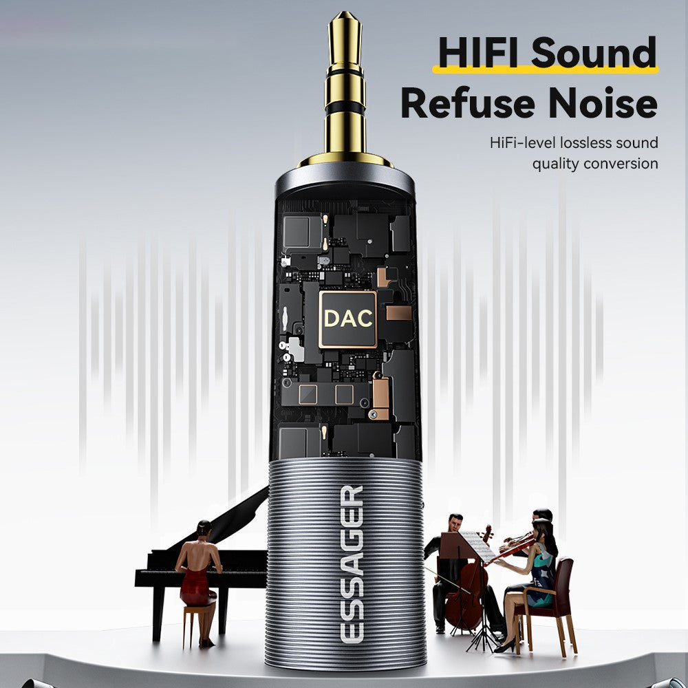 ESSAGER Audio-Adapter – 6,5-mm-Buchse auf 3,5-mm-Stecker, HiFi-Sound, vergoldeter Anschluss