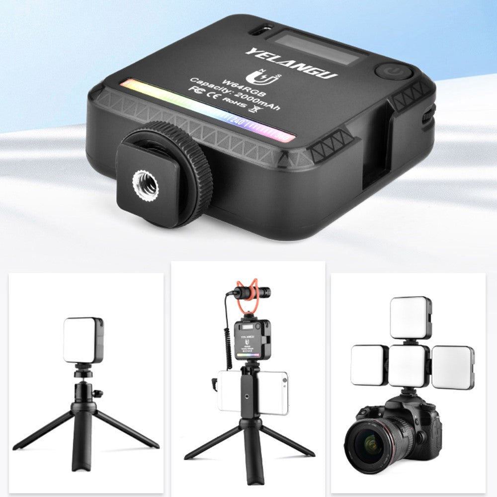 YELANGU RGB64 LED-Kamera-Videoleuchte – RGB, Mini-wiederaufladbare Fotobeleuchtung