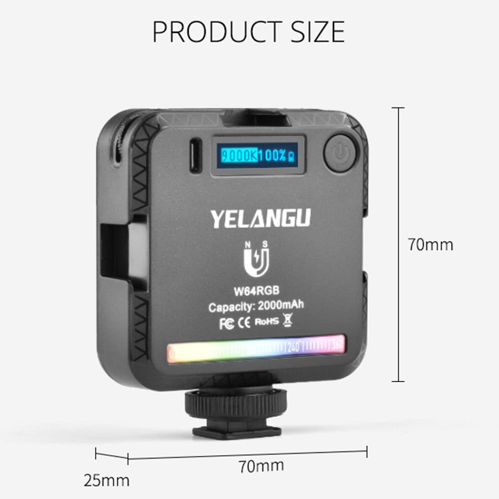 YELANGU RGB64 LED-Kamera-Videoleuchte – RGB, Mini-wiederaufladbare Fotobeleuchtung