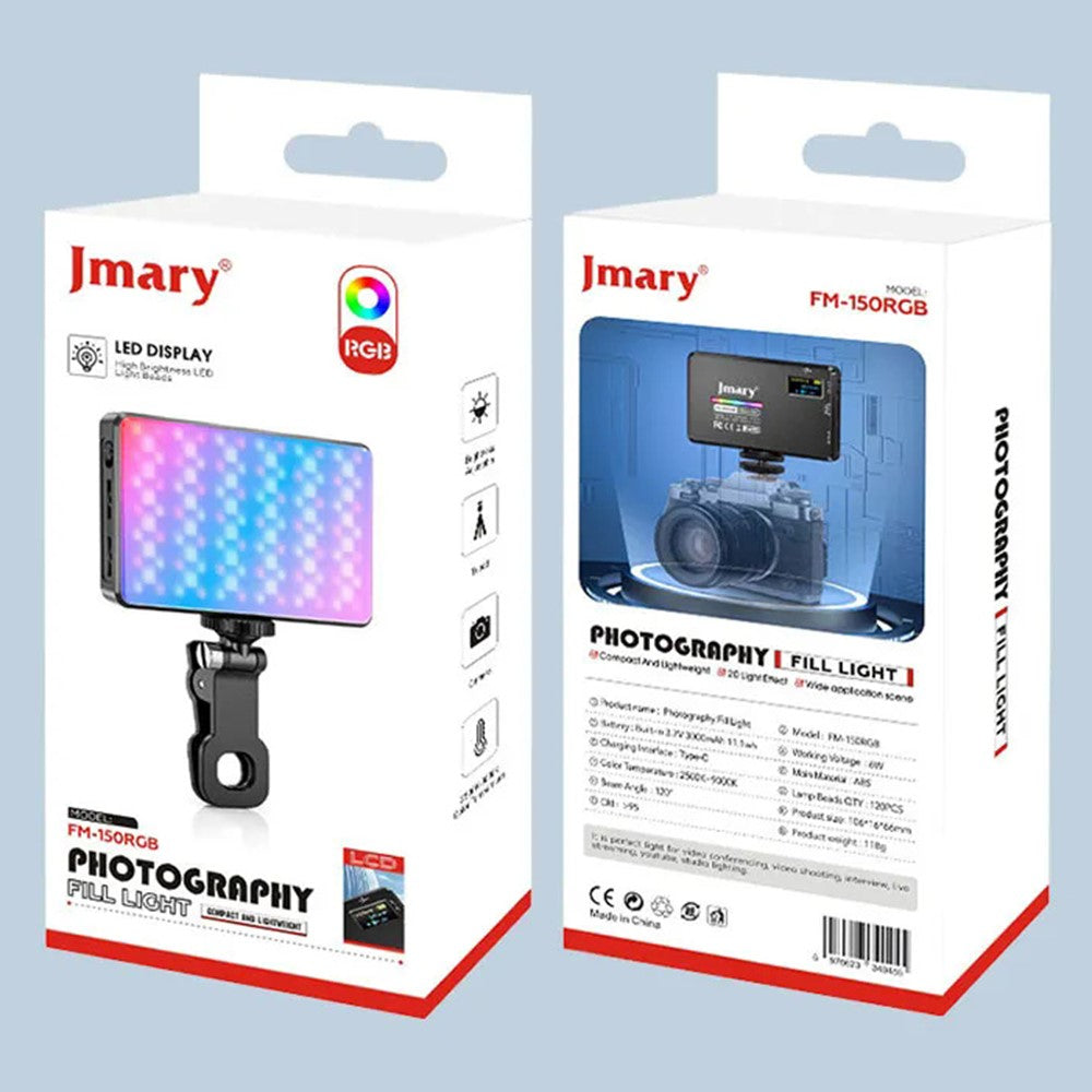 JMARY FM-150RGB 120-LED-RGB Leuchte – Für Smartphone, Laptop & Kamera
