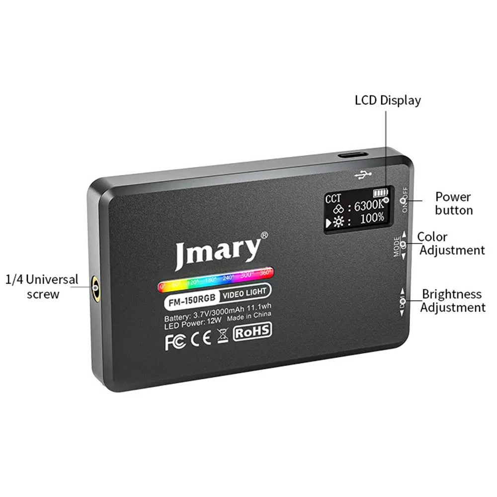 JMARY FM-150RGB 120-LED-RGB Leuchte – Für Smartphone, Laptop & Kamera