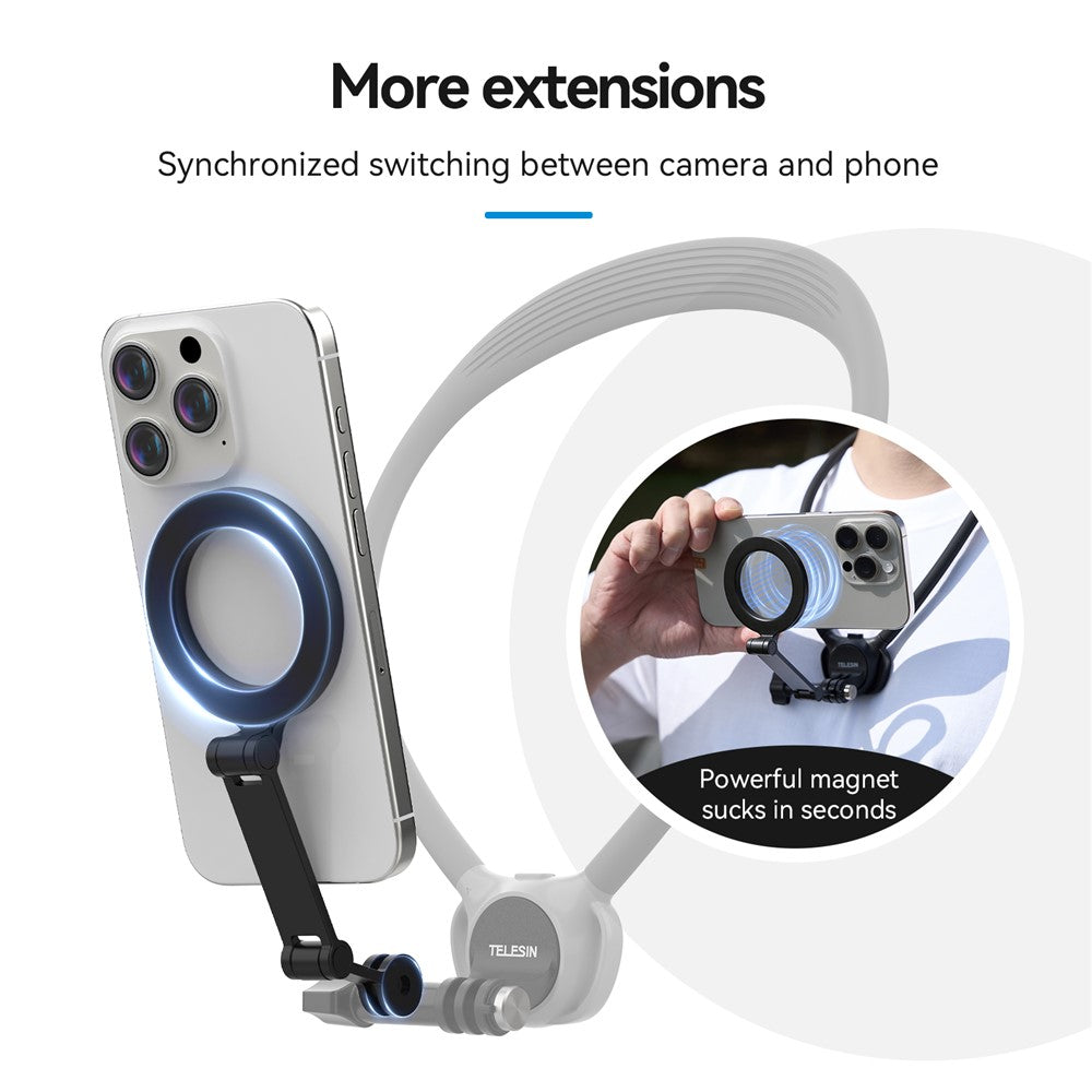 TELESIN SE2.0 P2-HNB-02-GY 2-in-1 Magnetische Nackenhalterung für Action-Kameras und Smartphones