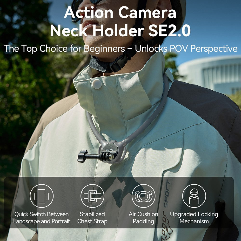 TELESIN SE2.0 P2-HNB-02-GY 2-in-1 Magnetische Nackenhalterung für Action-Kameras und Smartphones