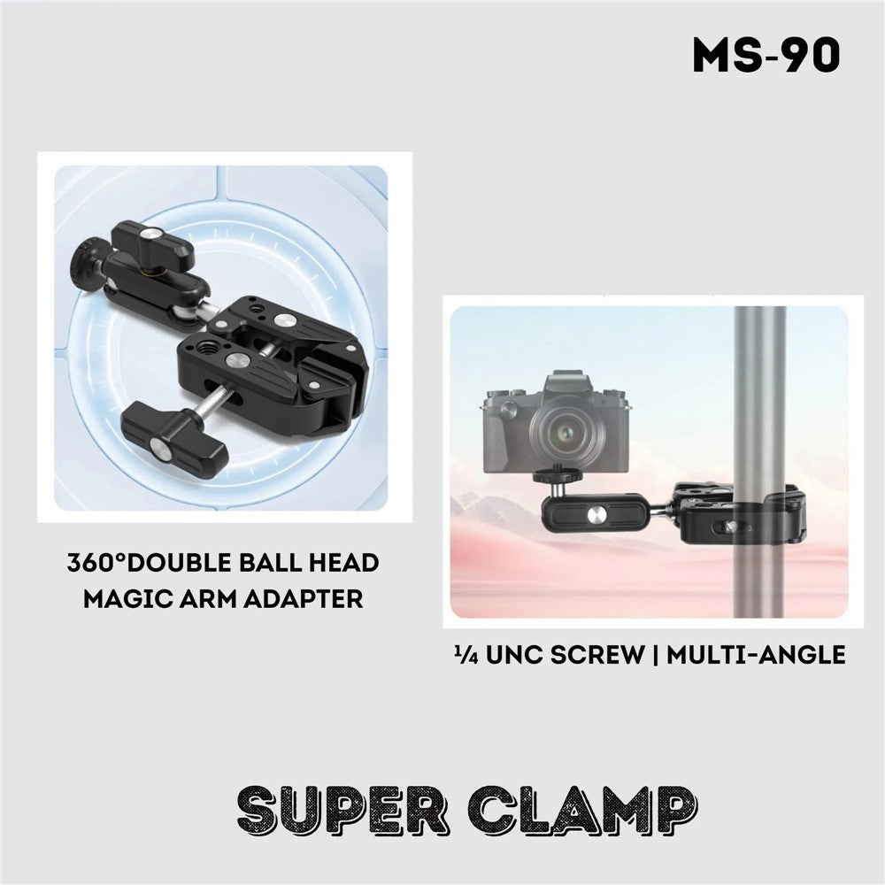 JMARY MS-90 Doppelkugelkopfadapter – Für Action-Kameras, mit Handy-/Kamera-Klemme