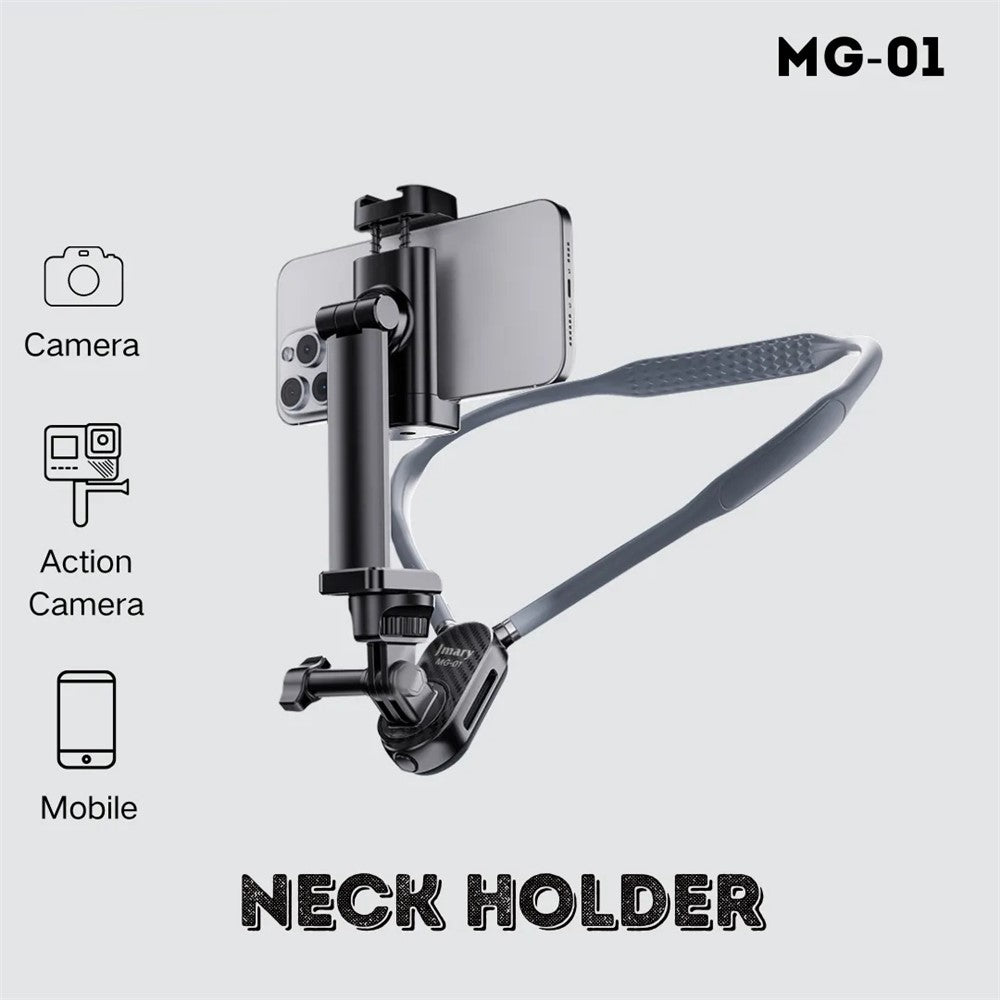 JMARY MG-01 Nackenhalterung – Für Smartphones, Action-Kameras, POV-/Vlog-/Selfie-Halterung