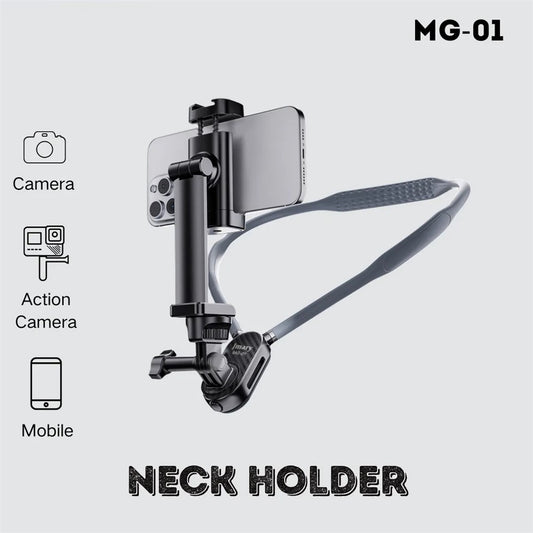 Stativ oder Selfie-Stick – JMARY MG-01 Nackenhalterung – Für Smartphones, Action-Kameras, POV-/Vlog-/Selfie-Halterung