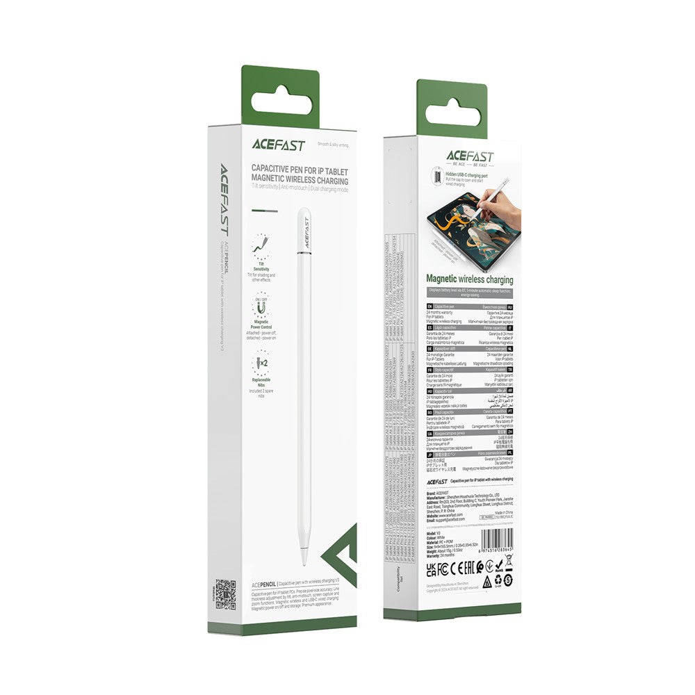 ACEFAST V3 Magnetischer kapazitiver Stift – Für iPad, kabellose Ladefunktion, geringe Latenz