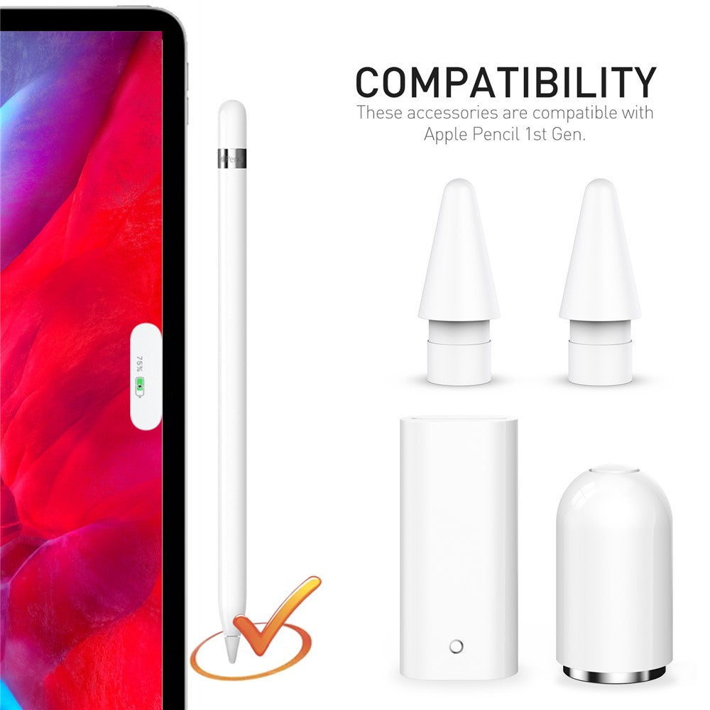 AHASTYLE PT146 Magnetisches Kappen-Ladeadapter-Set – Für Apple Pencil 1. Generation, Ersatzspitze & Kappenhalter