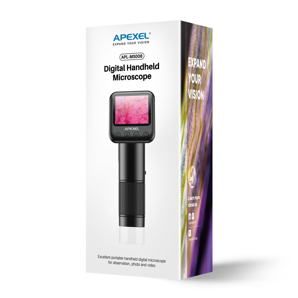 APEXEL MS008 Handmikroskop – mit elektronischer Vergrößerungskamera & HD-2-Zoll-Bildschirm