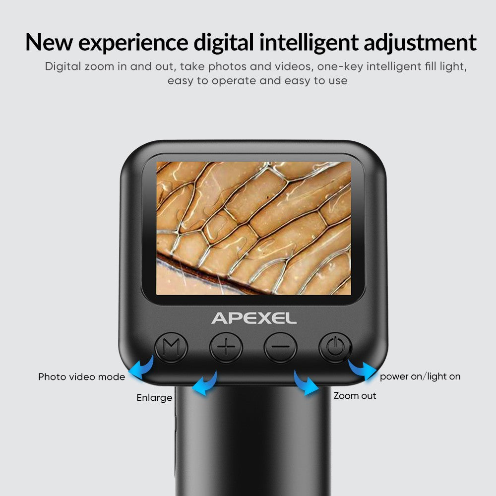 APEXEL MS008 Handmikroskop – mit elektronischer Vergrößerungskamera & HD-2-Zoll-Bildschirm