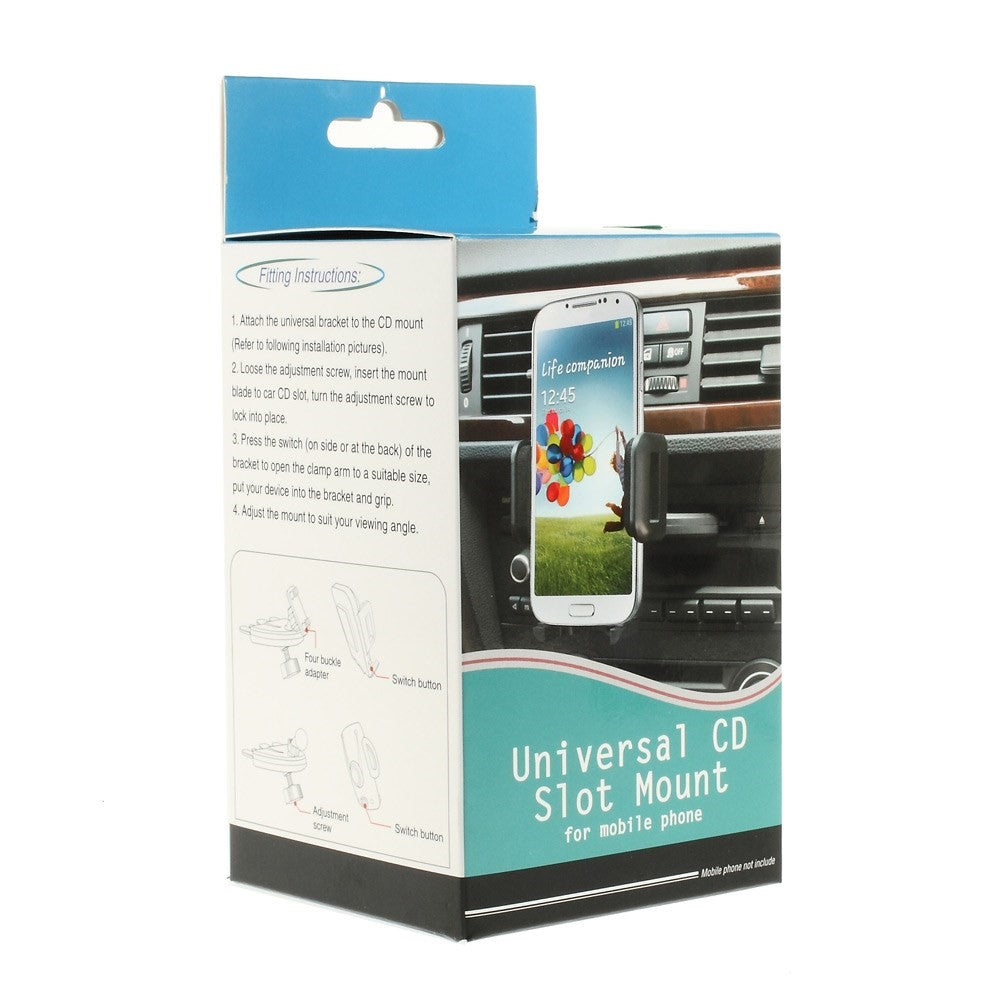 H74C81 360 Degree Rotating Ball Head Car CD Slot Mount Holder for 50-95mm Mobile Phone Tablet