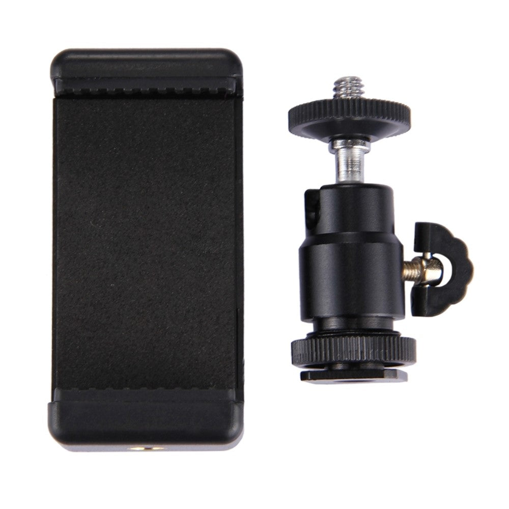 PULUZ PU214 1/4 inch Hot Shoe Tripod Head + Tripod Stand Clamp for Smartphones, Clamp Width: 6-7.6cm